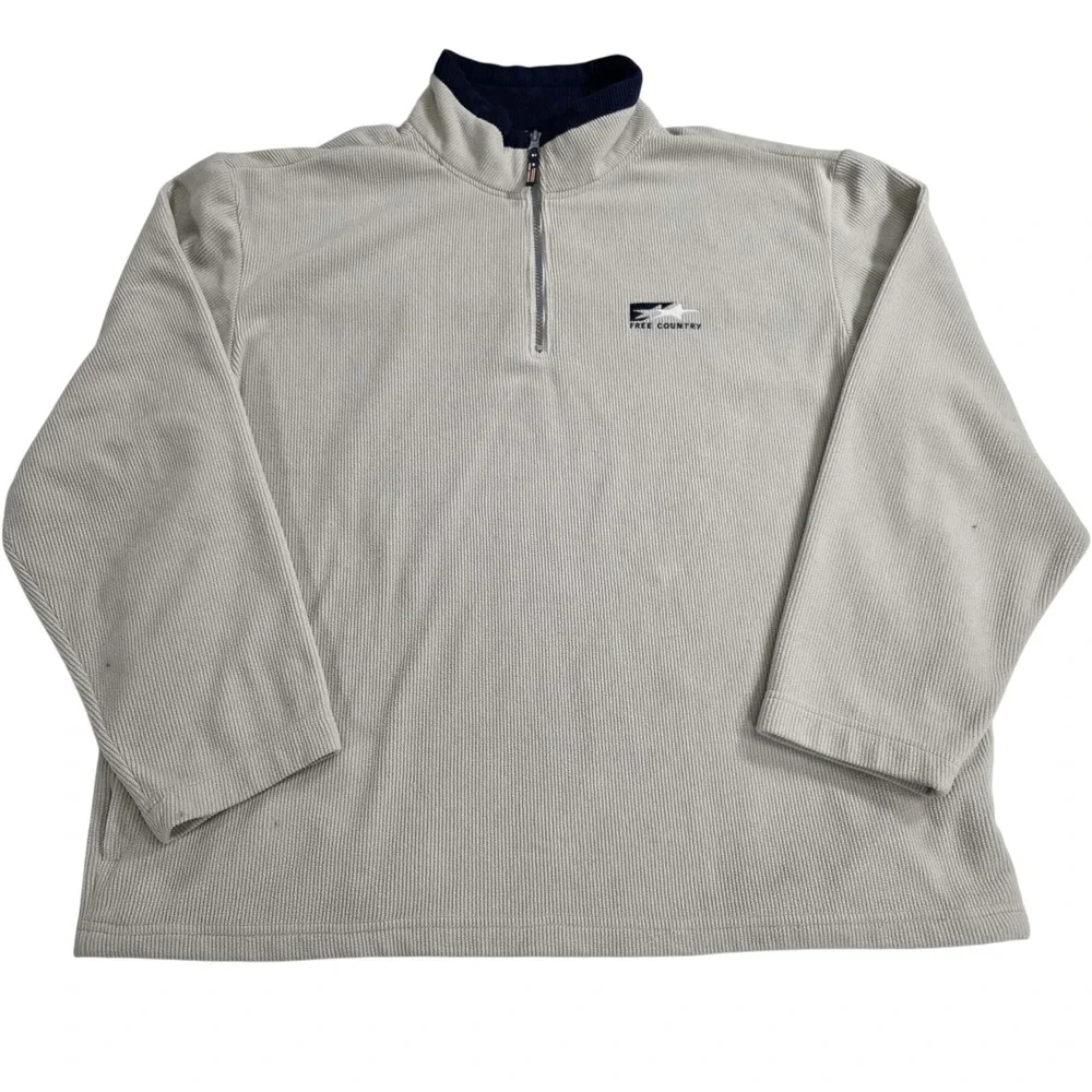 VTG FREE COUNTRY Y2K Half Zip Fleece Pullover Mock Neck Gorpcore Cozy Sweater XL